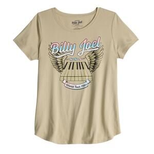 Billy Joel‎ Flying Piano World Tour 1984 Graphic Tan Shirt Top Women's Size 2XL